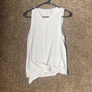 Casual Knot-Front Sleeveless Tank Top - White